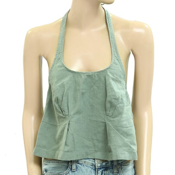 Free People Free-Est Melted Away Cotton-Linen Cropped Top Halter XS NEW 280688 - Picture 4 of 8